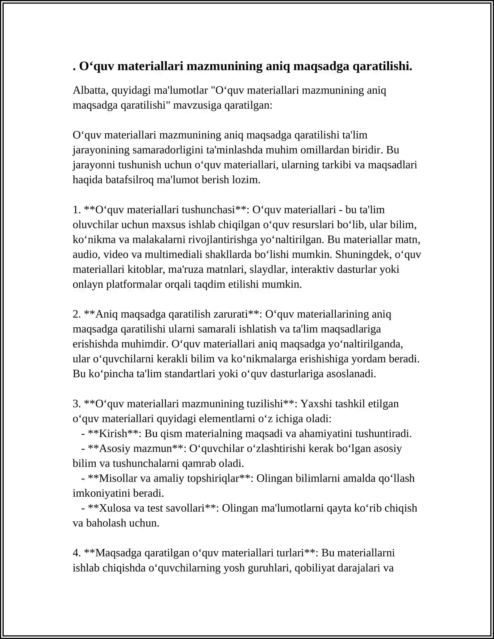 YANGI AVLOD DARSLIKLARINI YARATISHGA QO’YILADIGAN TALABLAR. DARSLIKDAGI O’QUV MATERIALLARINI TIZIMLASHTIRISH TAMOYILLARI 4