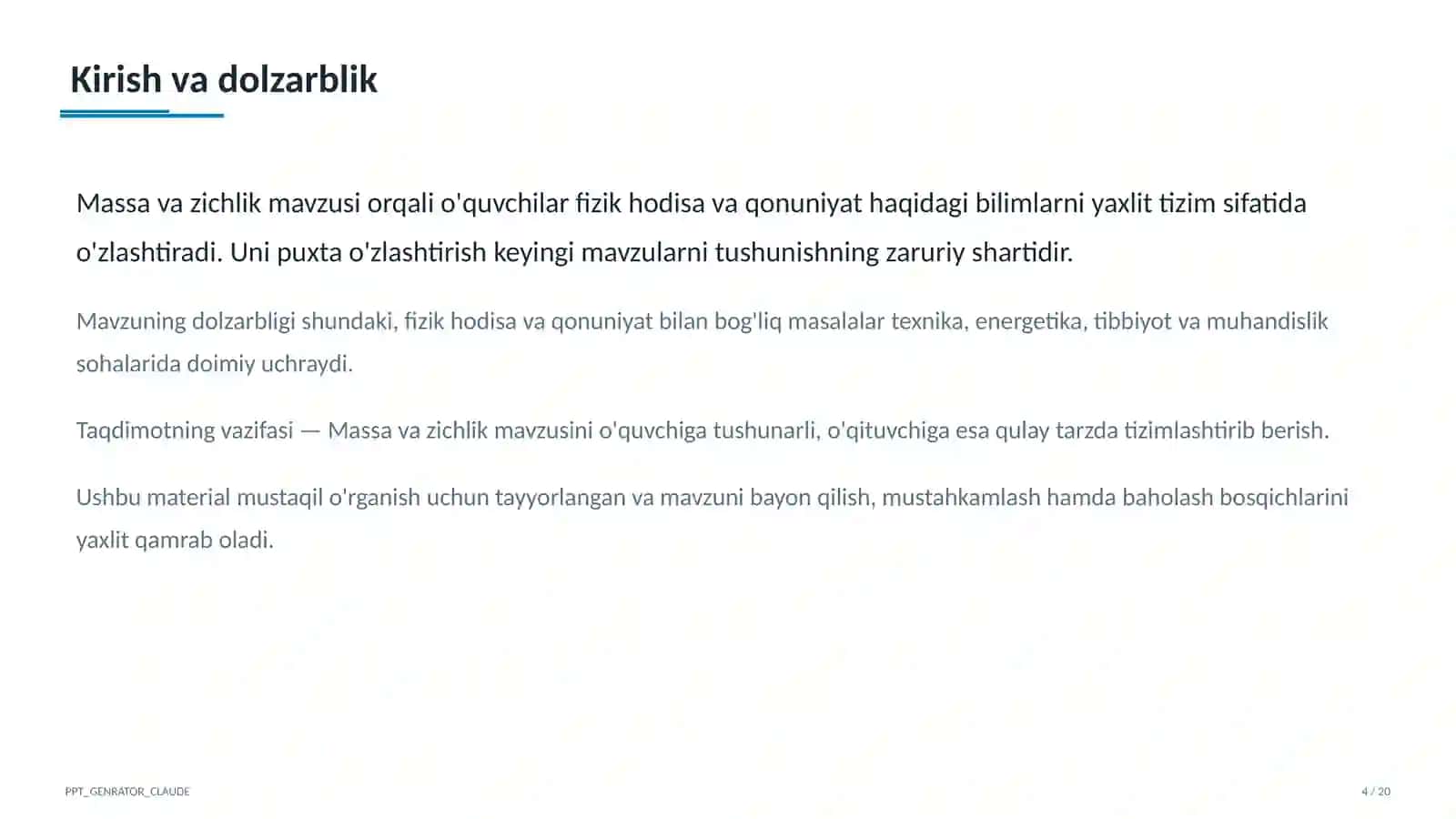 Massa va zichlik (6-sinf) 4