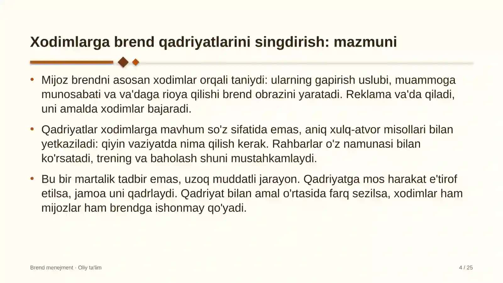 Bojxona terminallarida xodimlar o'rtasida brend qadriyatlarini singdirish 4
