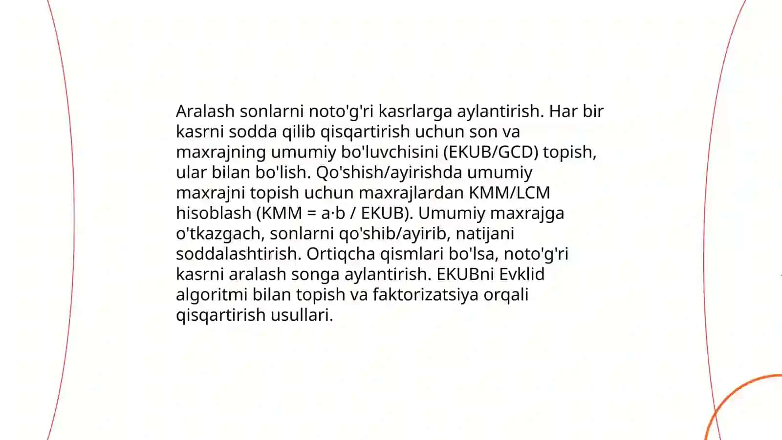 To'g'ri va noto'g'ri kasrlarni qo'shish va ayirish 4