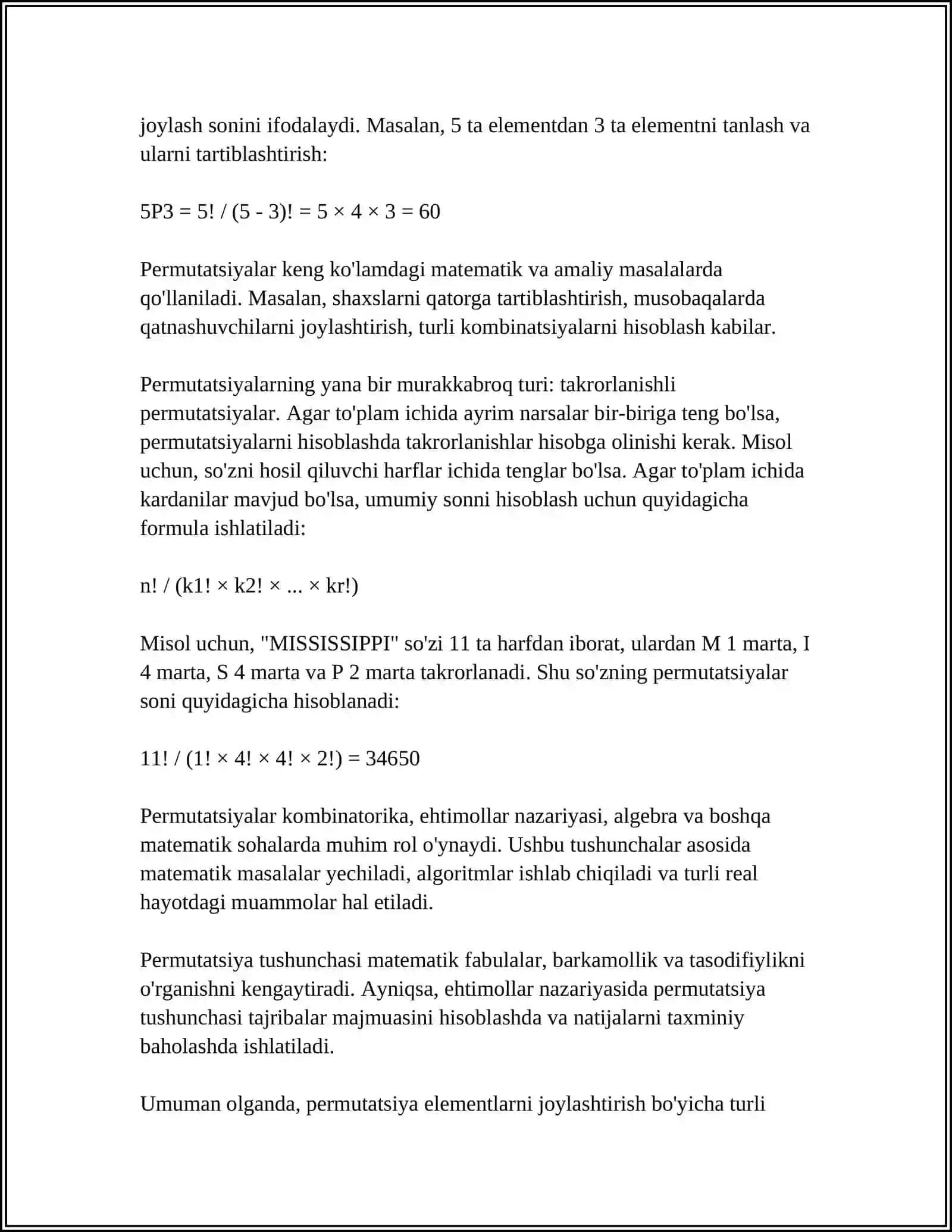 KOMBINATORIKA MASALALARI 4