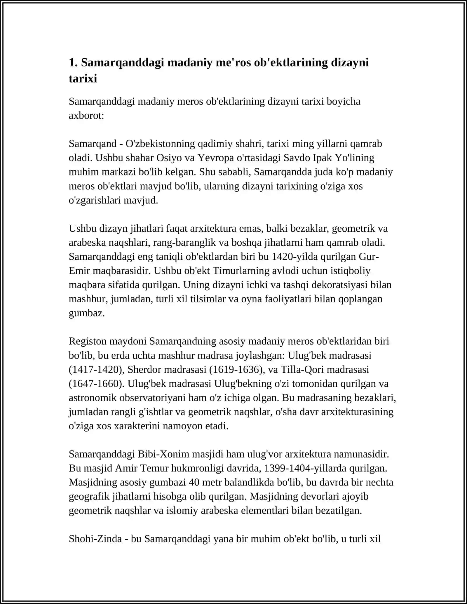 TURIZMDA MADANIY ME'ROS OB'YEKTLARI DIZAYNI VA LANDSHAFT DIZAYNIDA SAMARQAND USLUBLARI 4