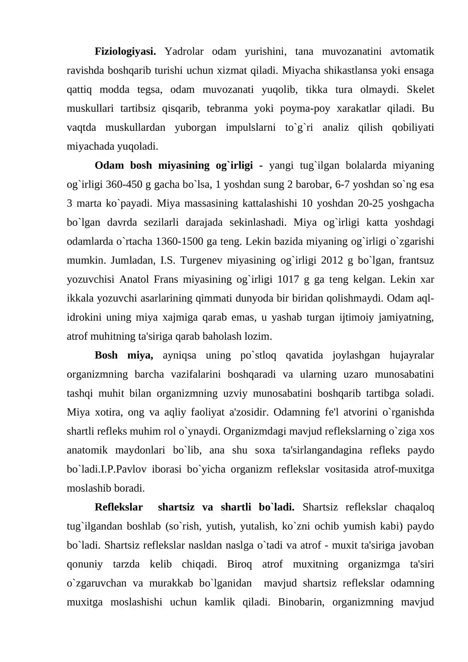 Nеrv tizimi va sеzgi a'zolari. Oliy nеrv faoliyatining asoslari 4