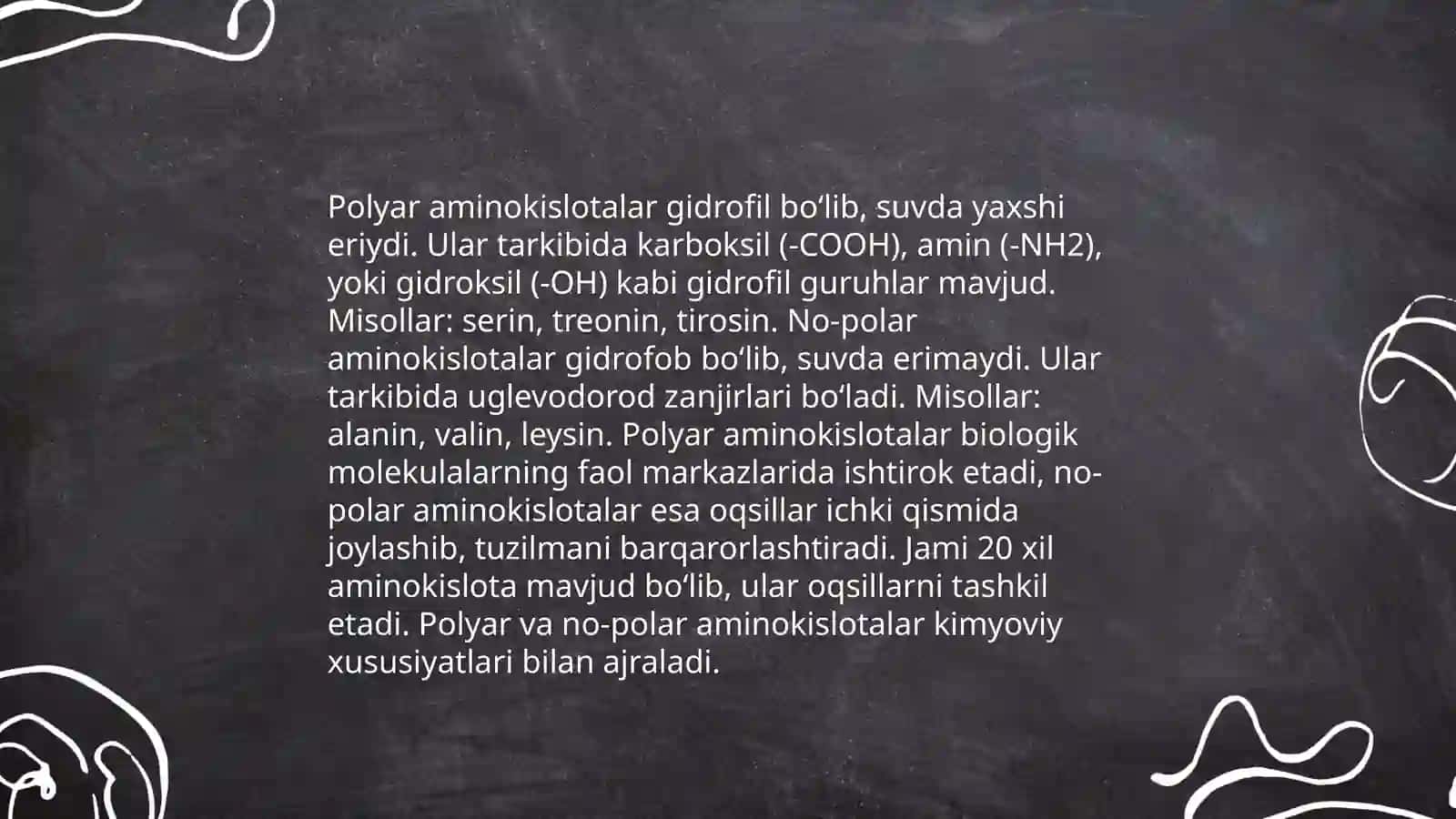 Aminokislotalarning o'ziga xosligi 4