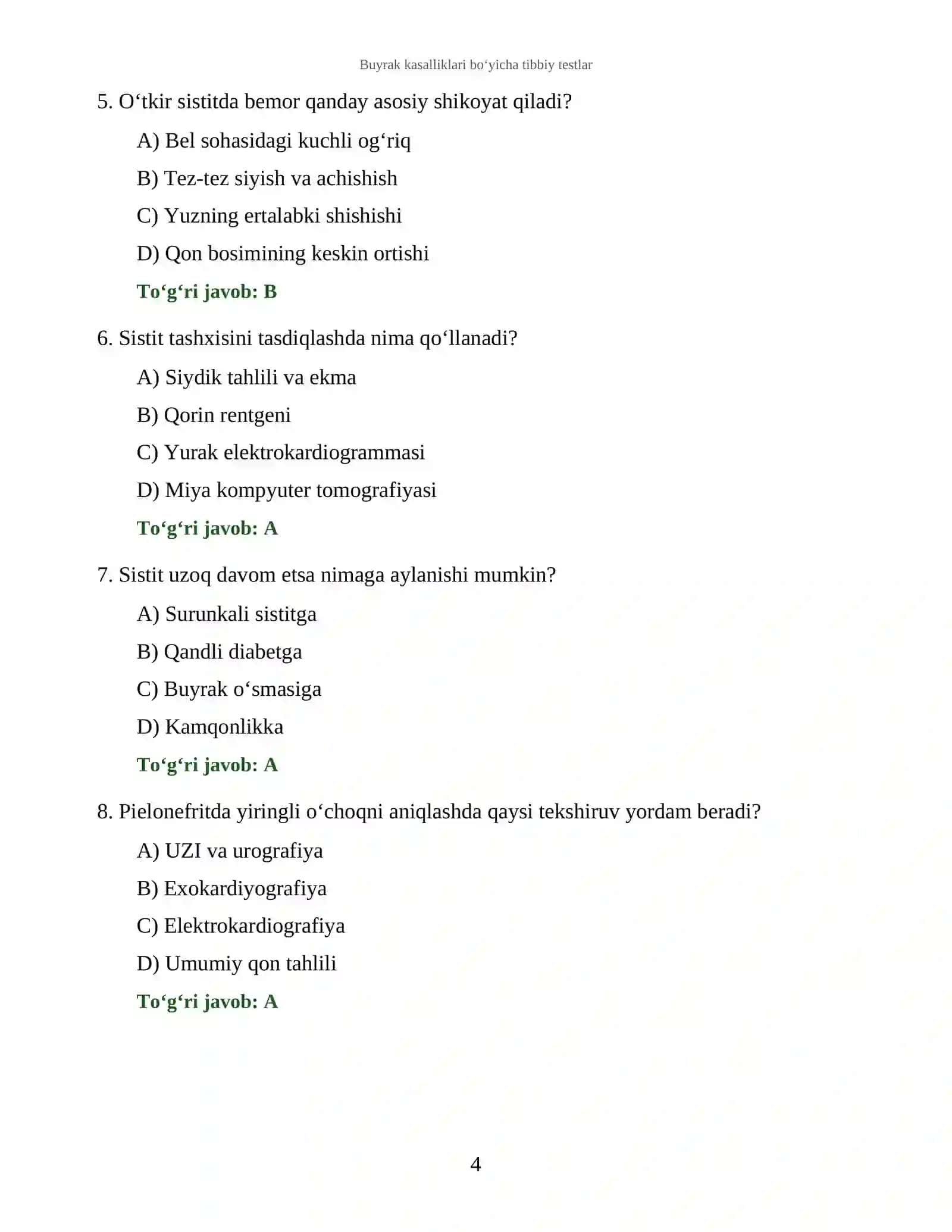 Buyrak kasalliklari bo‘yicha tibbiy testlar 4