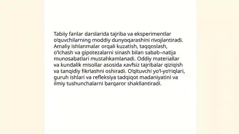 Boshlangʻich taʼlim tabiiy fanlari darslarida moddiy dunyoqarash kontseptsiyasi 4