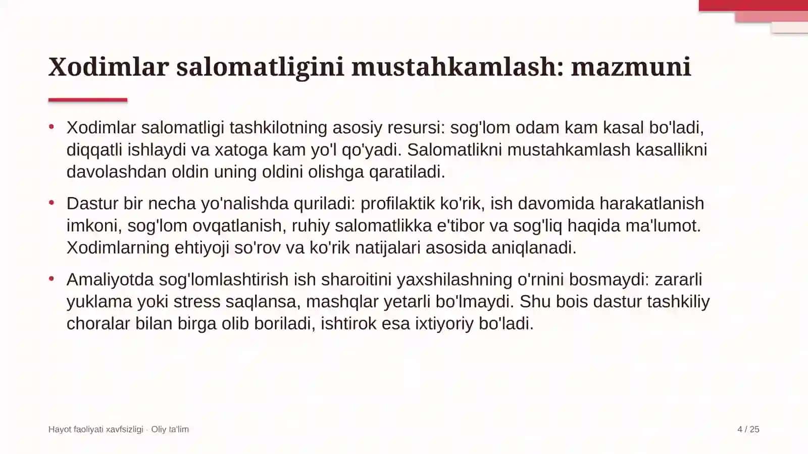 Kompyuter servis markazlarida xodimlar salomatligini mustahkamlash 4