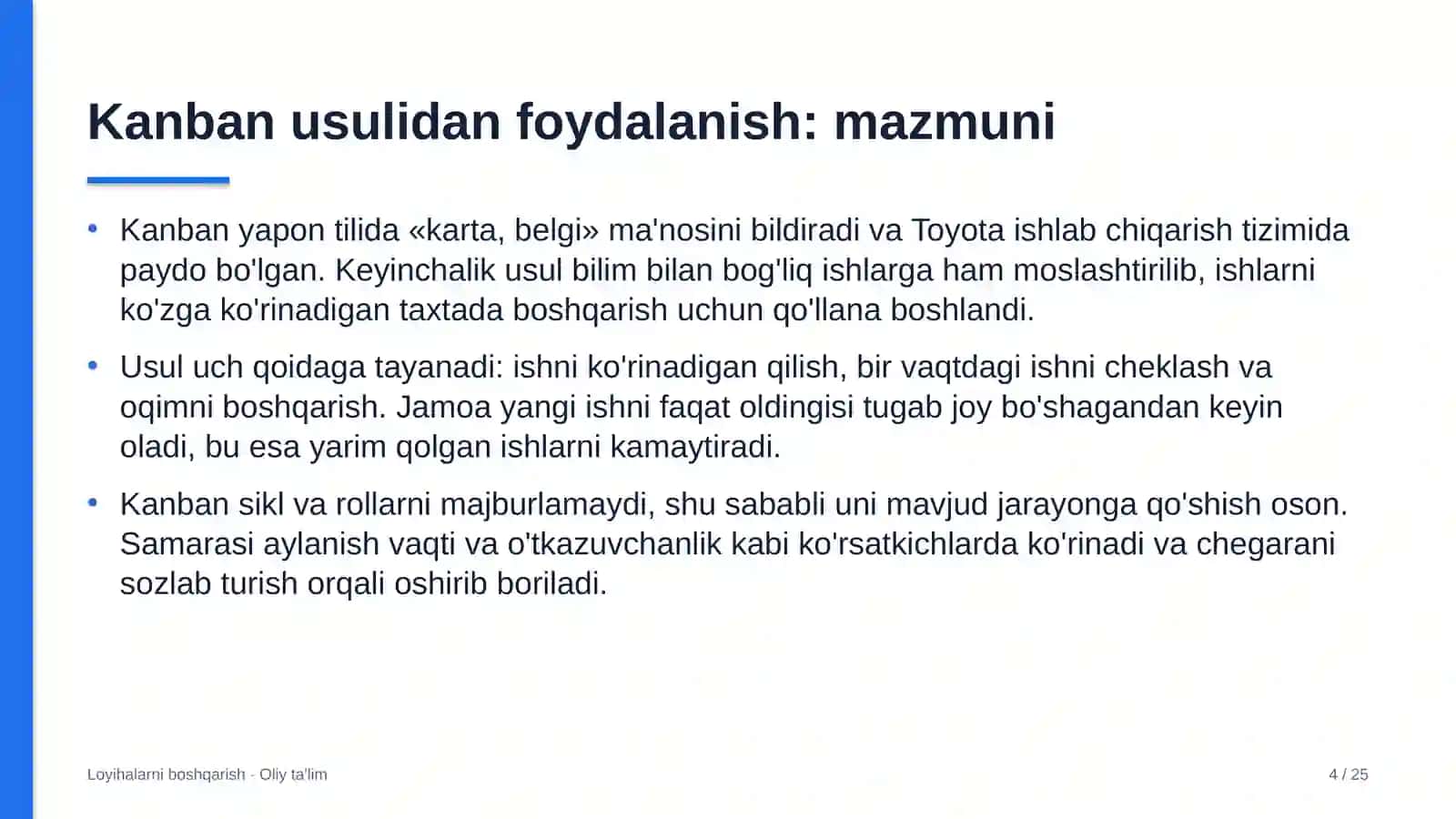 Kanban usulidan foydalanish: mohiyati 4