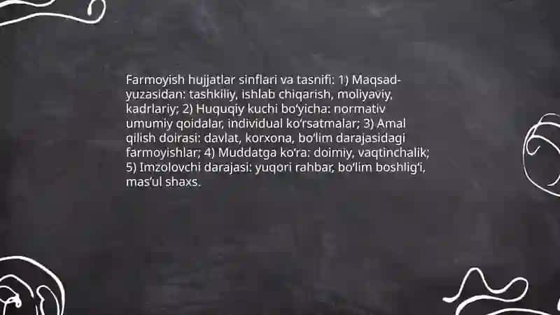 Farmoyish hujjatlar va ularning turlari 4
