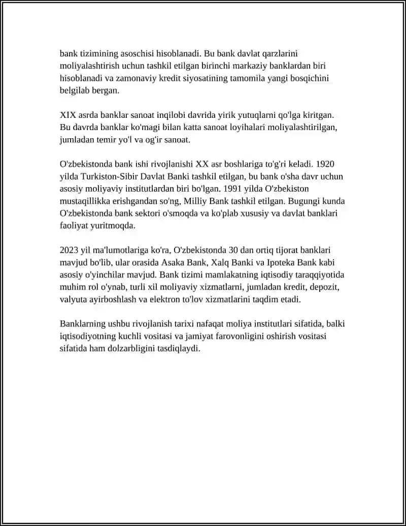 BANKLARNING ASOSIY XUSUSIYATLARI 4