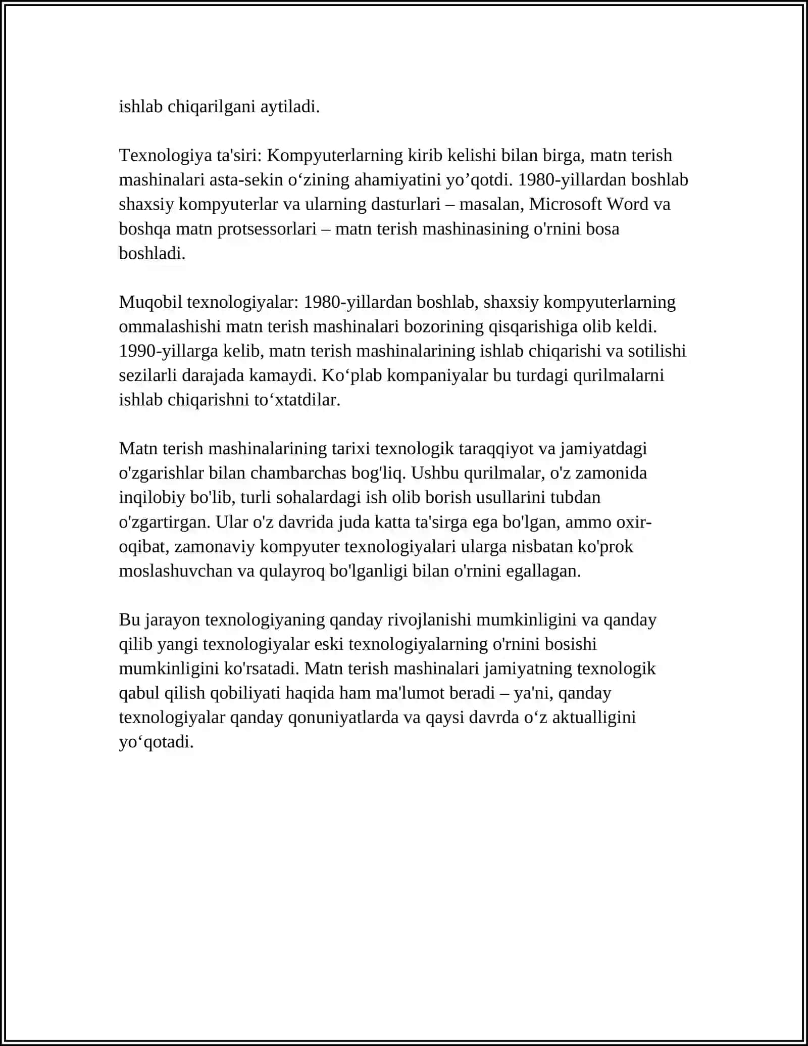 MUSTAQIL ISH Mavzu: MT MASHINASI HAQIDA 4