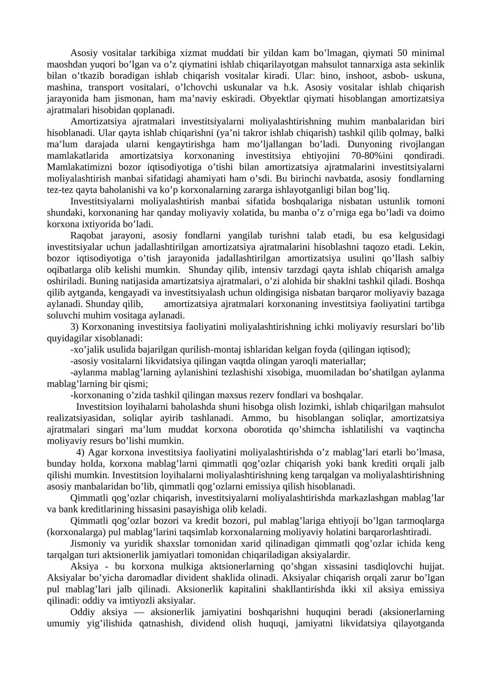 Investitsiya faoliyatini moliyalashtirish manbalari va usullari 4