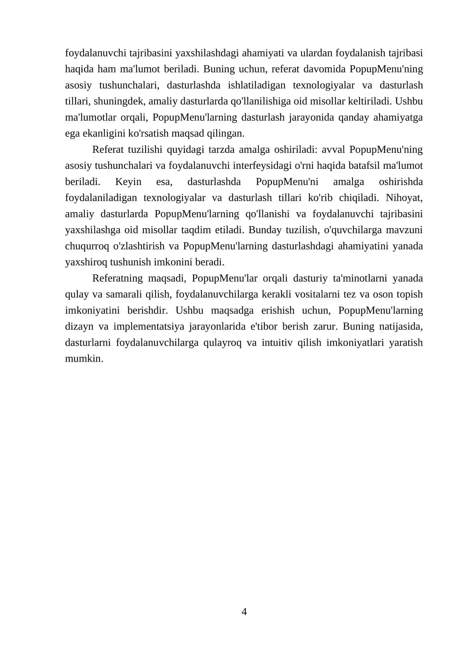 PopupMenu (kontekst menyular) bilanamaliy dasturlar ishlab chiqish 4