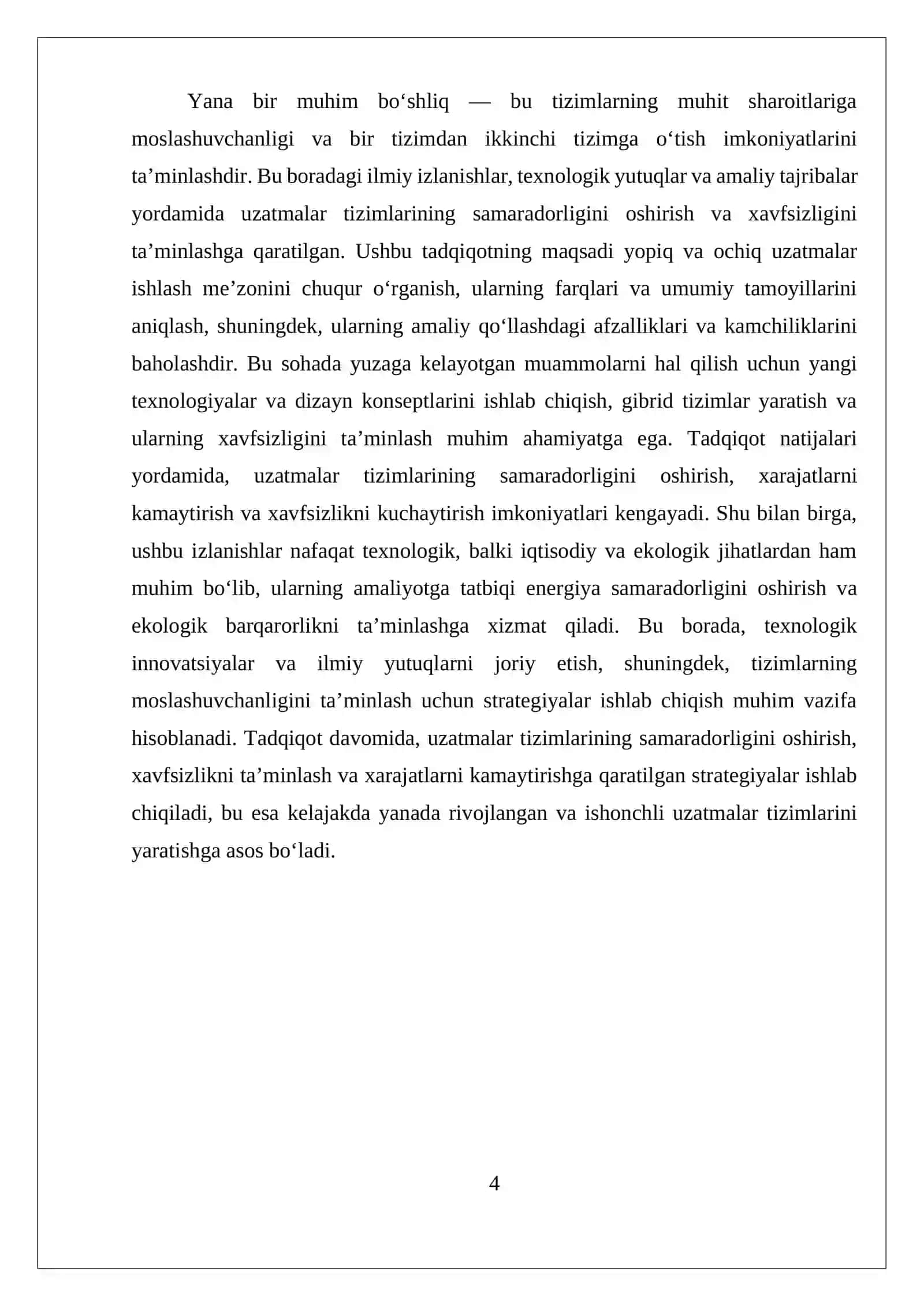 : Yopiq va Ochiq Uzatmalar Ishlash Me'zoni 4