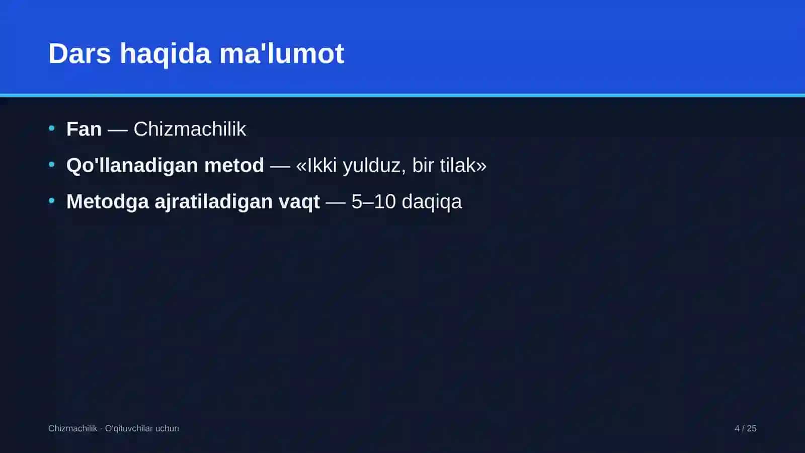 chizmachilik darslarida ikki yulduz bir tilak metodidan foydalanish 4488 4
