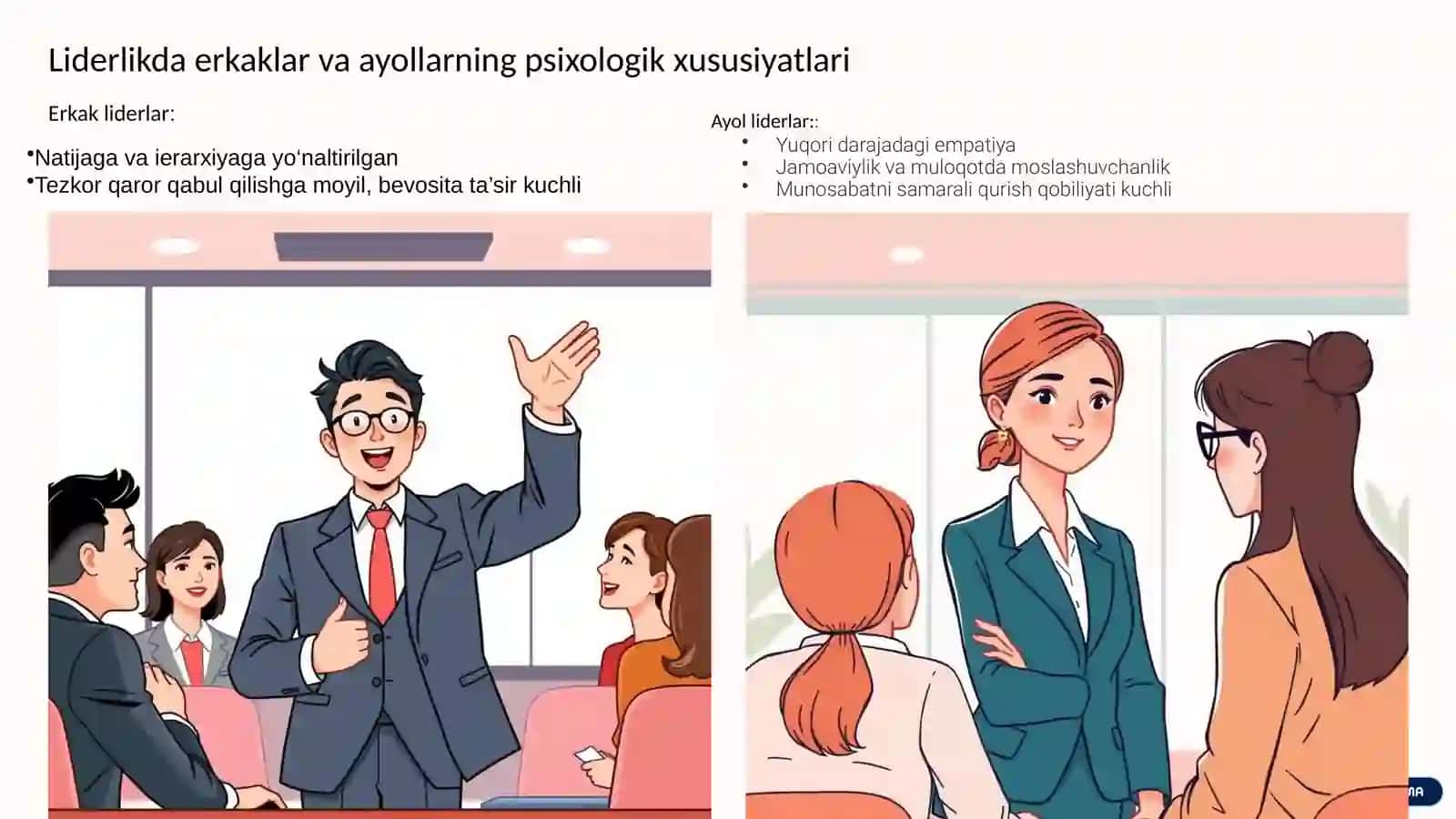 Liderlikdagi gender farqlari va ularning psixologik jihatlari 4