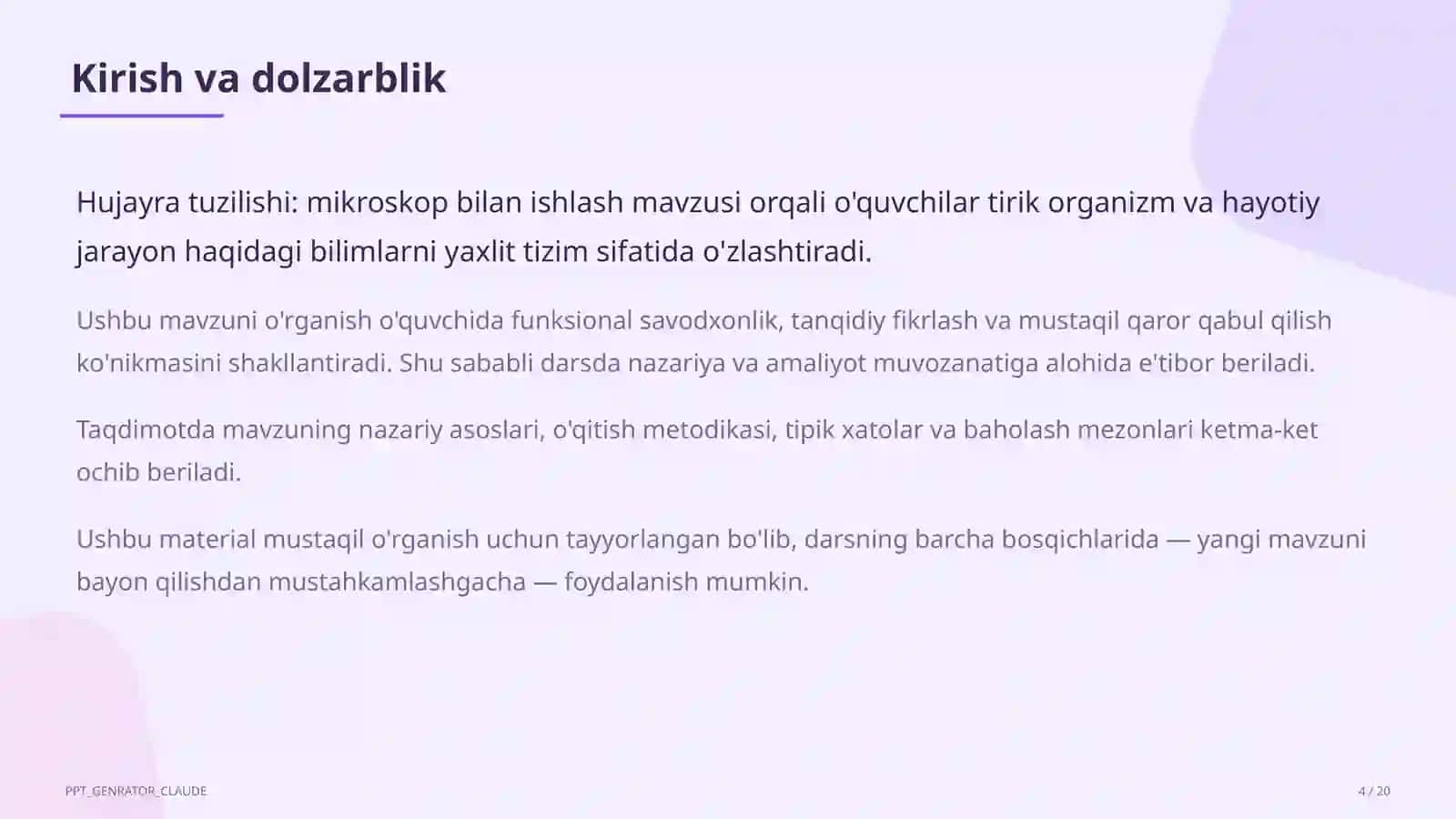 Hujayra tuzilishi: mikroskop bilan ishlash (5-sinf) 4
