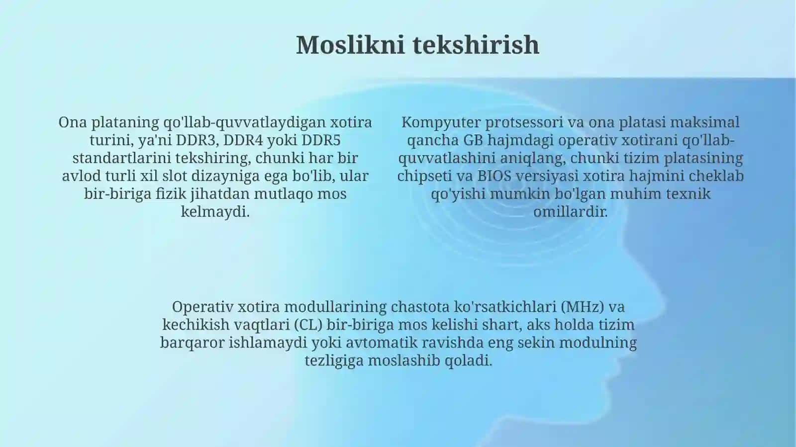 Operativ xotira (RAM) o‘rnatish 4