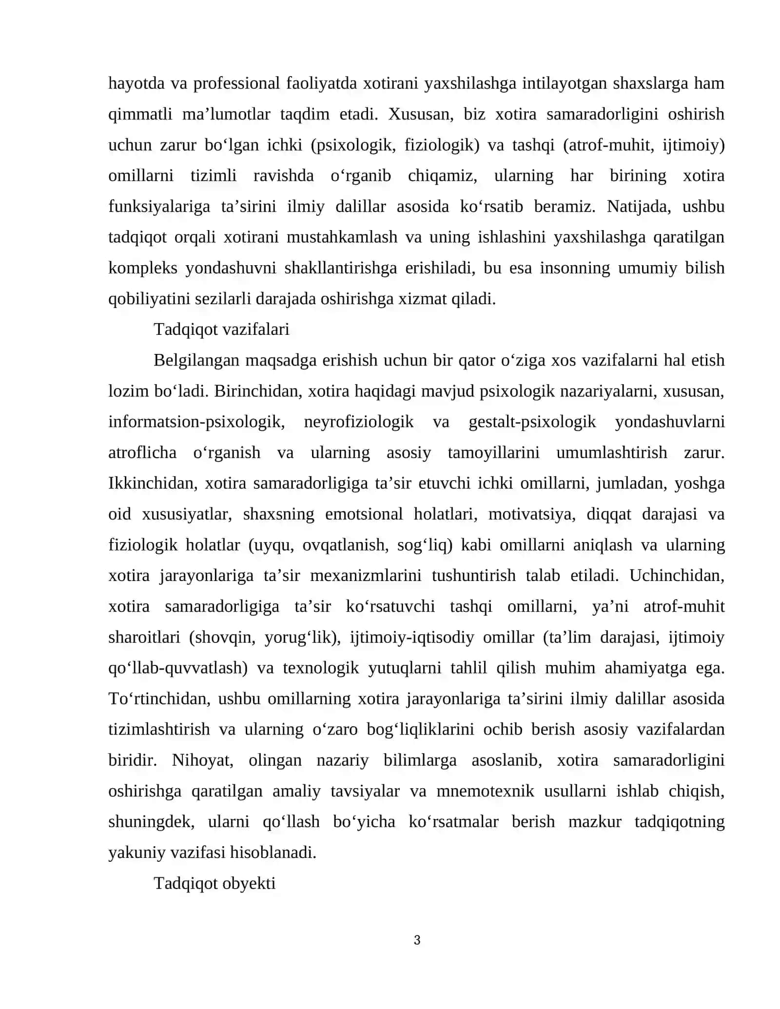 Xotira samaradorligiga ta'sir ko'rsatuvchi omillar. 4