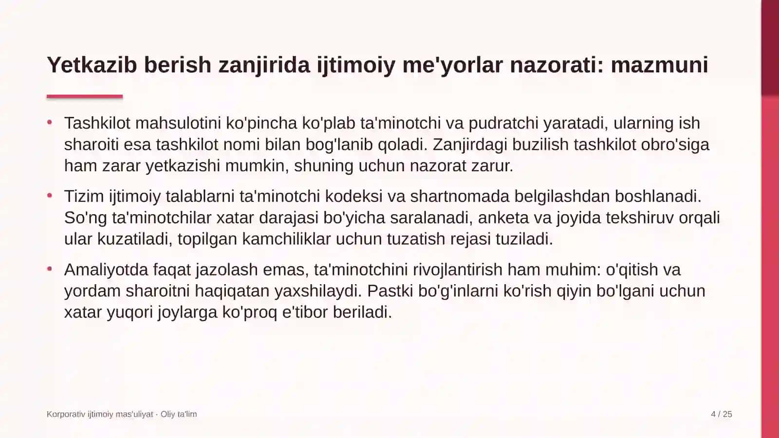 Korporativ ijtimoiy mas'uliyat · Oliy ta'lim 4