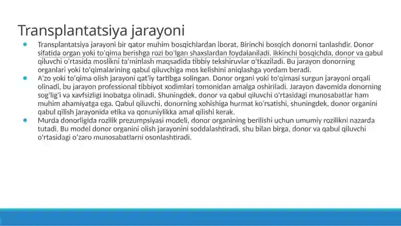 A'zo va tõqimalarning transplantatsiyasi va uning etik jihatlari 4