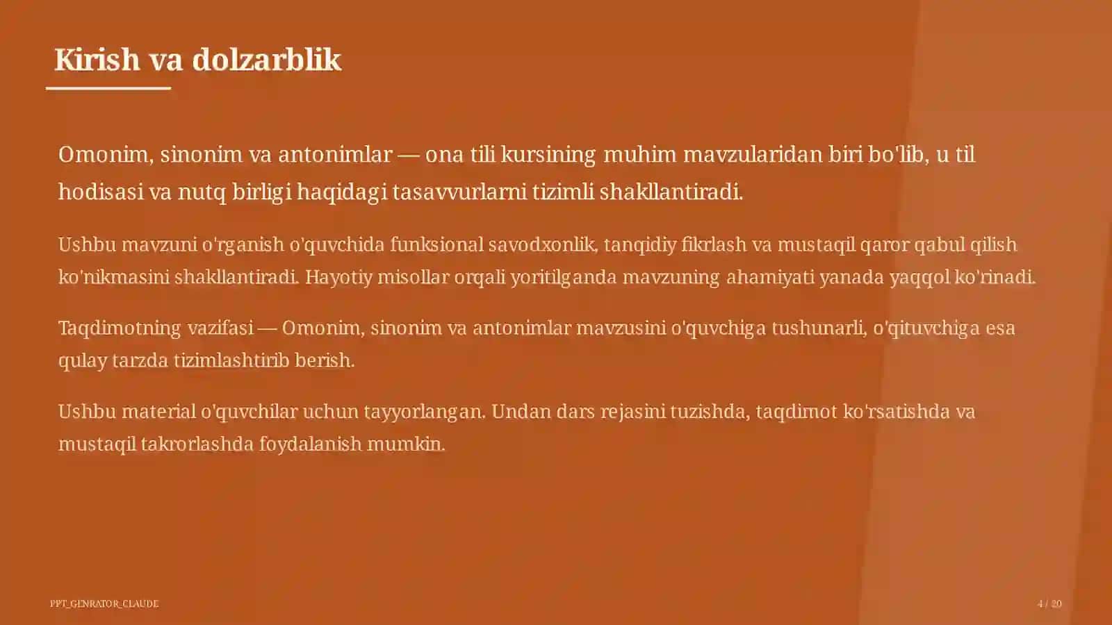 Omonim, sinonim va antonimlar (5-sinf) 4