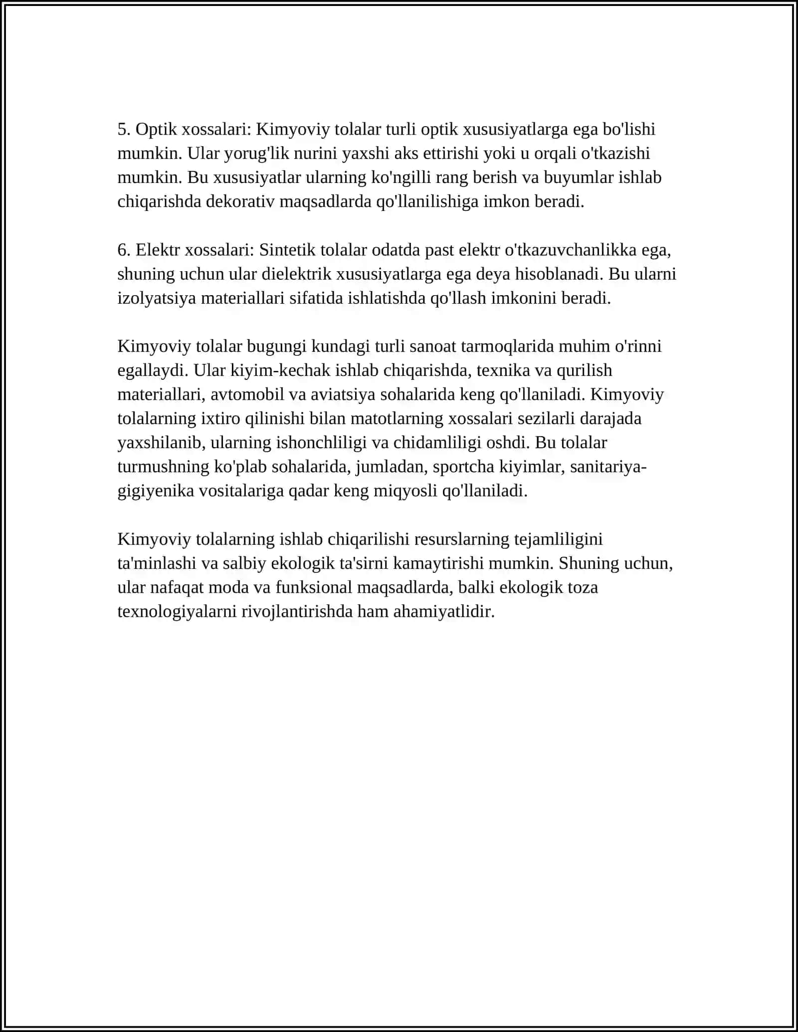KIMYOVIY TOLA VA IPLARNING XOSSALARI 4