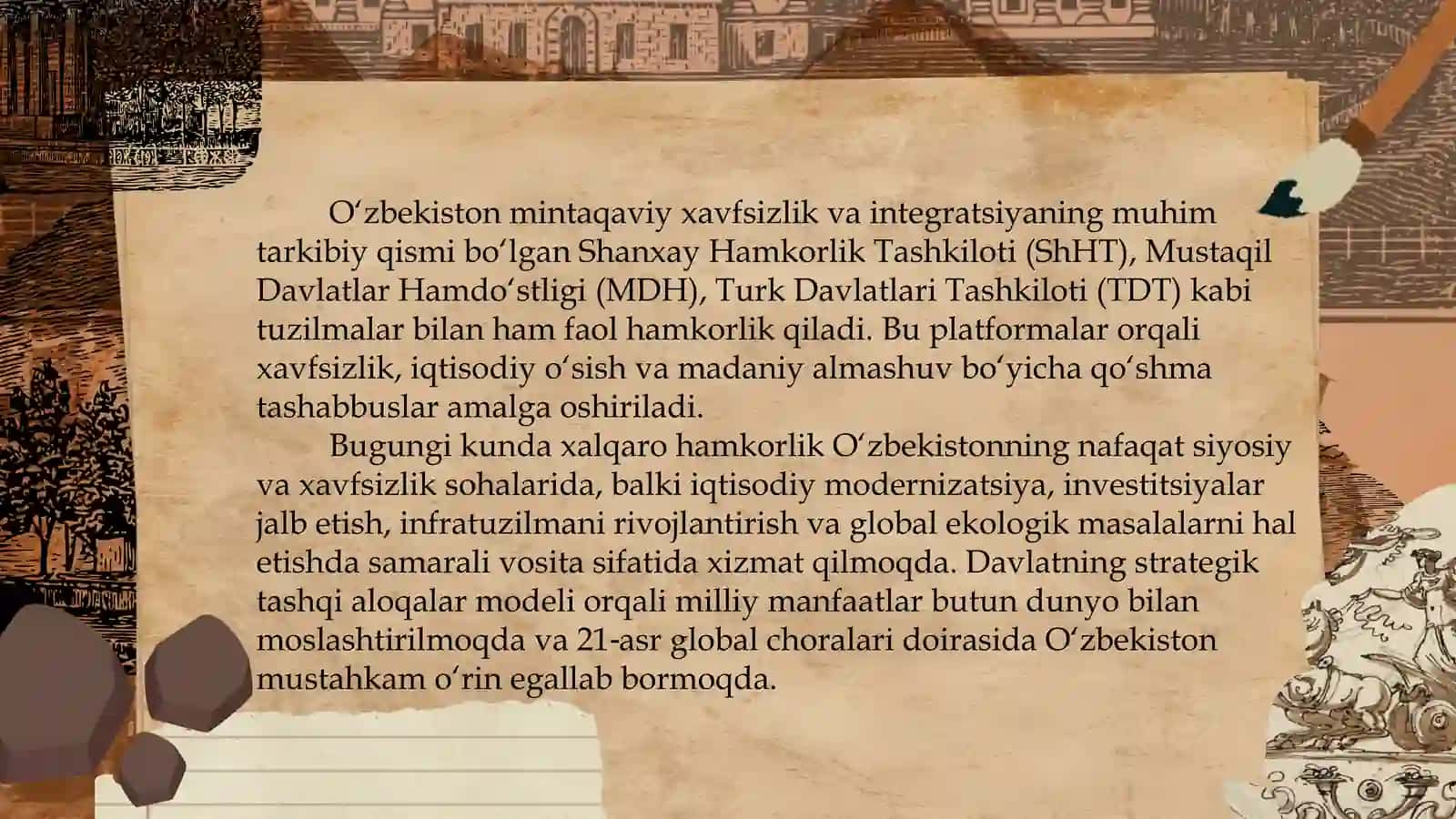 Oʻzbekistonning xalqarotashkilotlar bilan hamkorligi 4