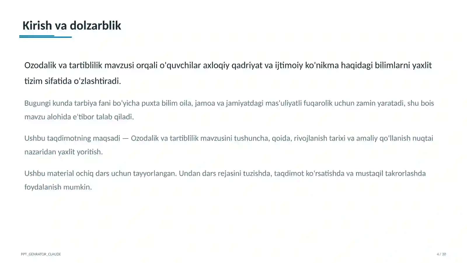 Ozodalik va tartiblilik (1-sinf) 4