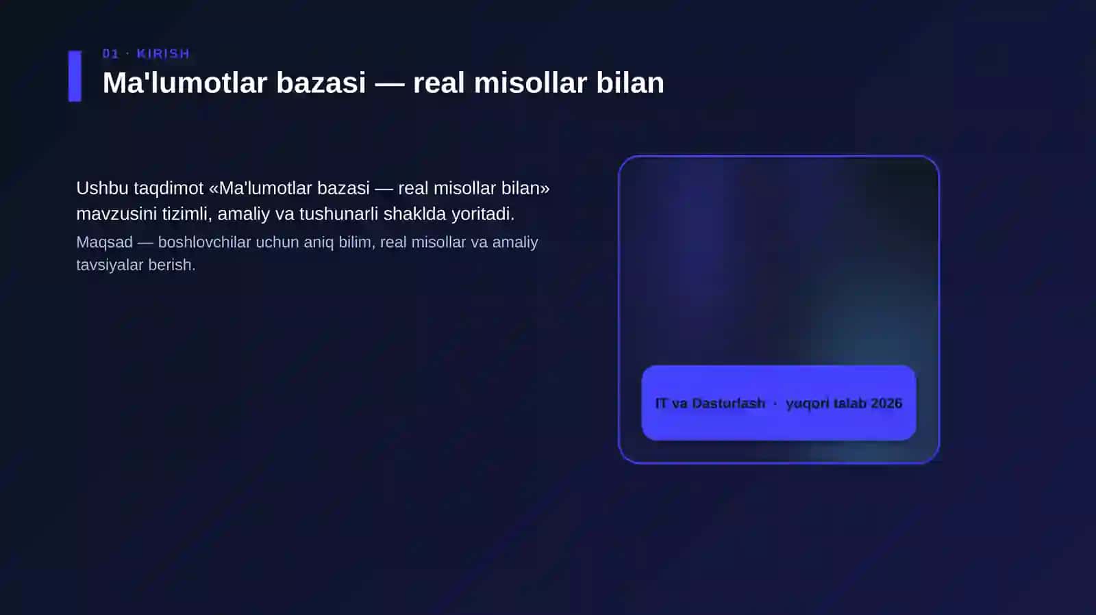 Ma'lumotlar bazasi — real misollar bilan 4
