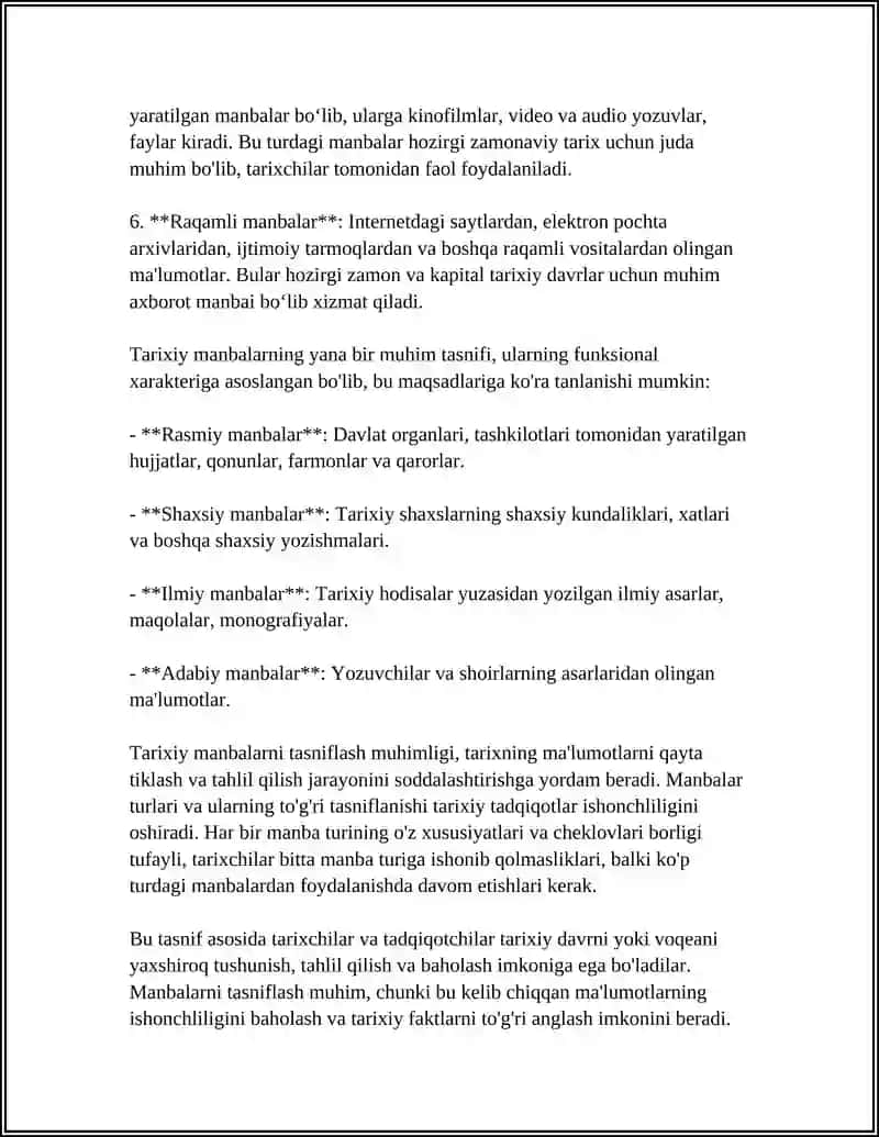 TARIXIY MANBALARNI TURKUMLASH 4