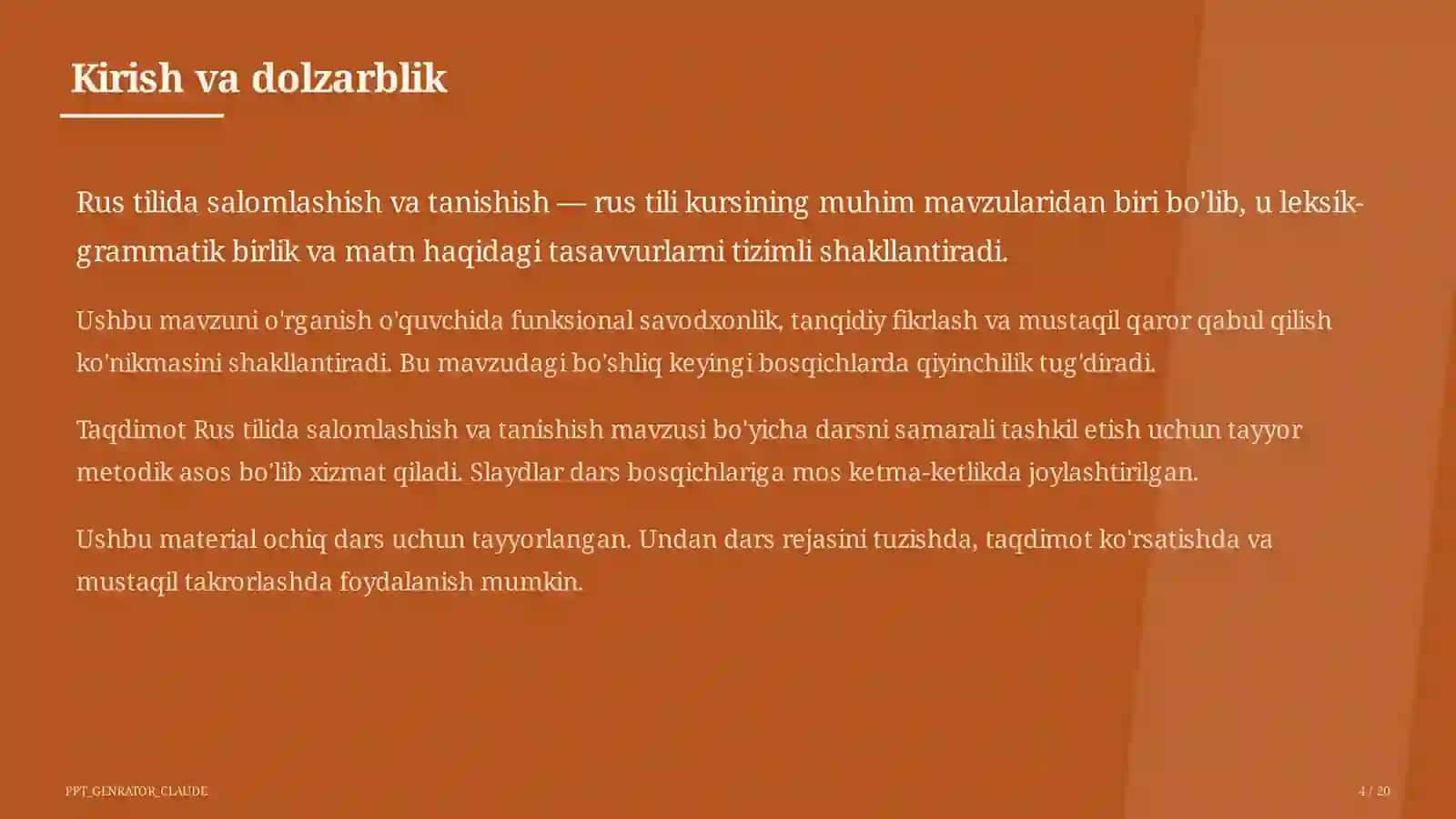 Rus tilida salomlashish va tanishish (2-sinf) 4