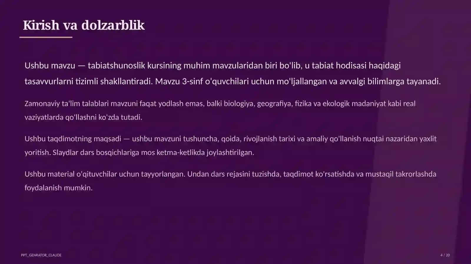 Hayvonlarning turlari: sutemizuvchilar, qushlar, baliqlar (3-sinf) 4
