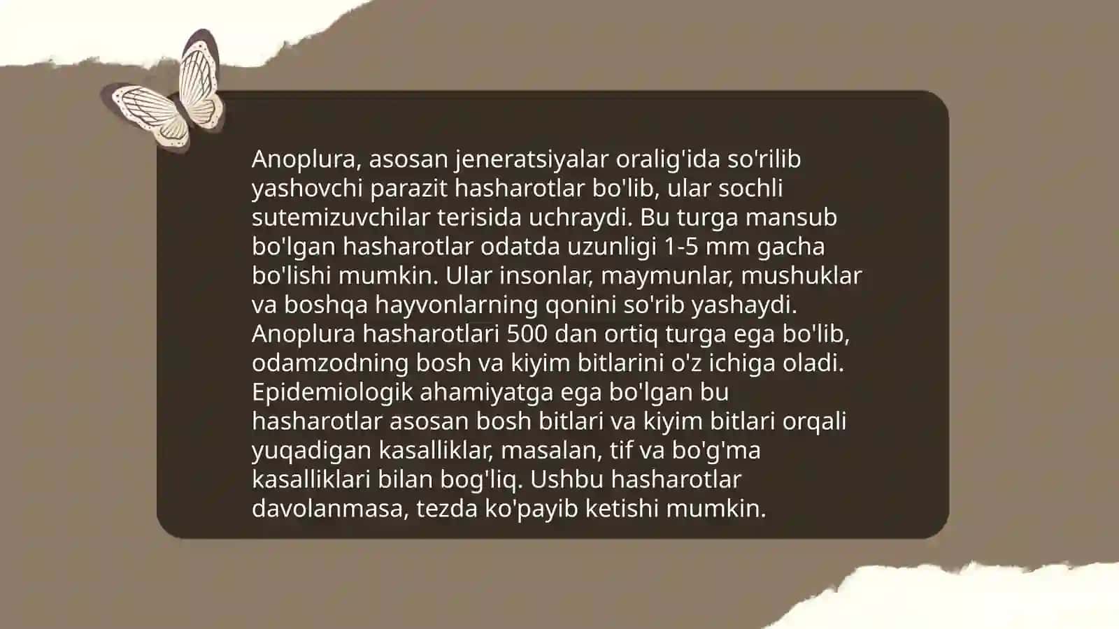 Hshorotlar-Insecta.Tibbiy va epedimiologik ahamiyatga ega bo'lgan hashorotlar turkumlari 4
