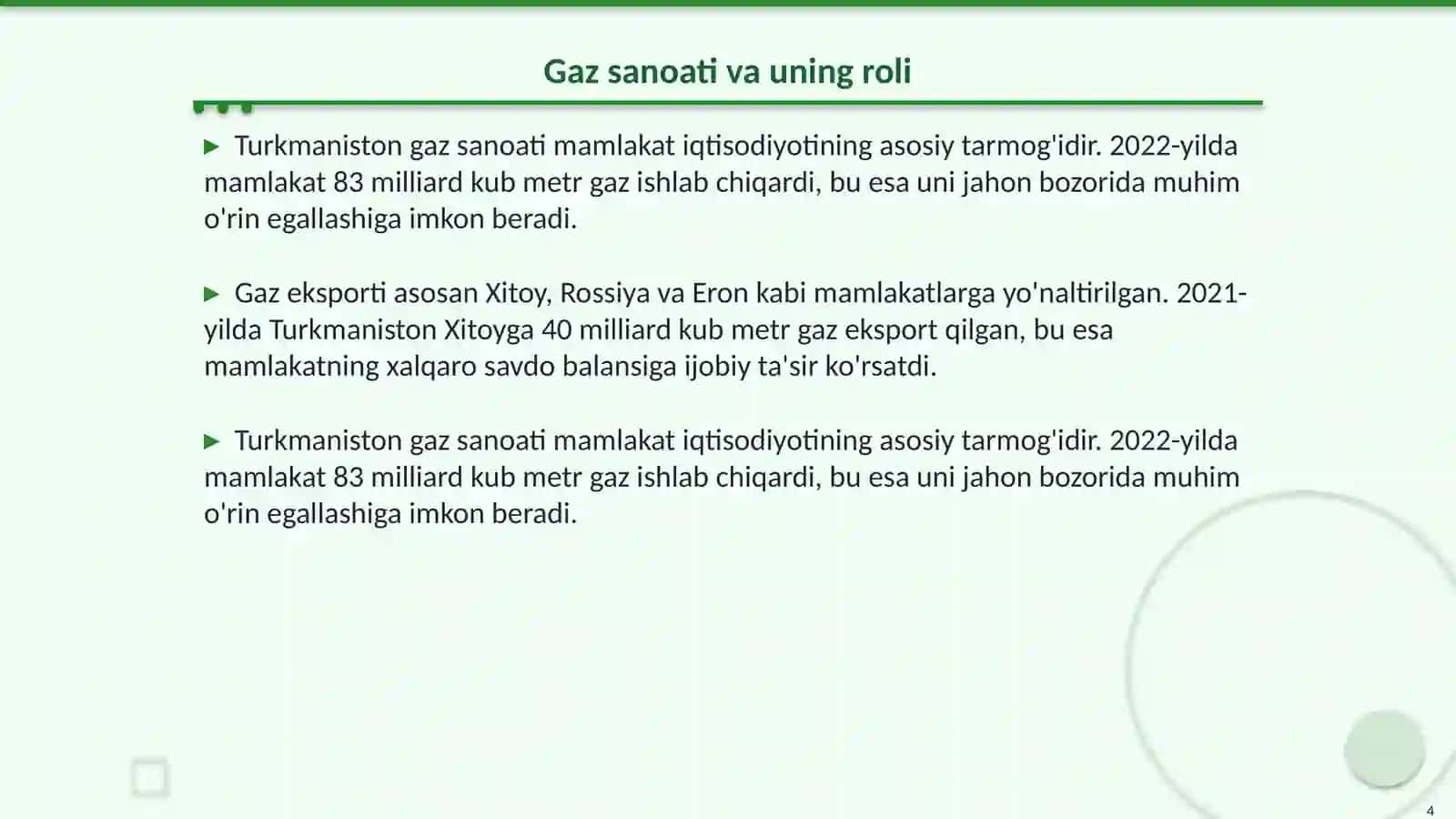 Turkmaniston iqtisodiyoti 4