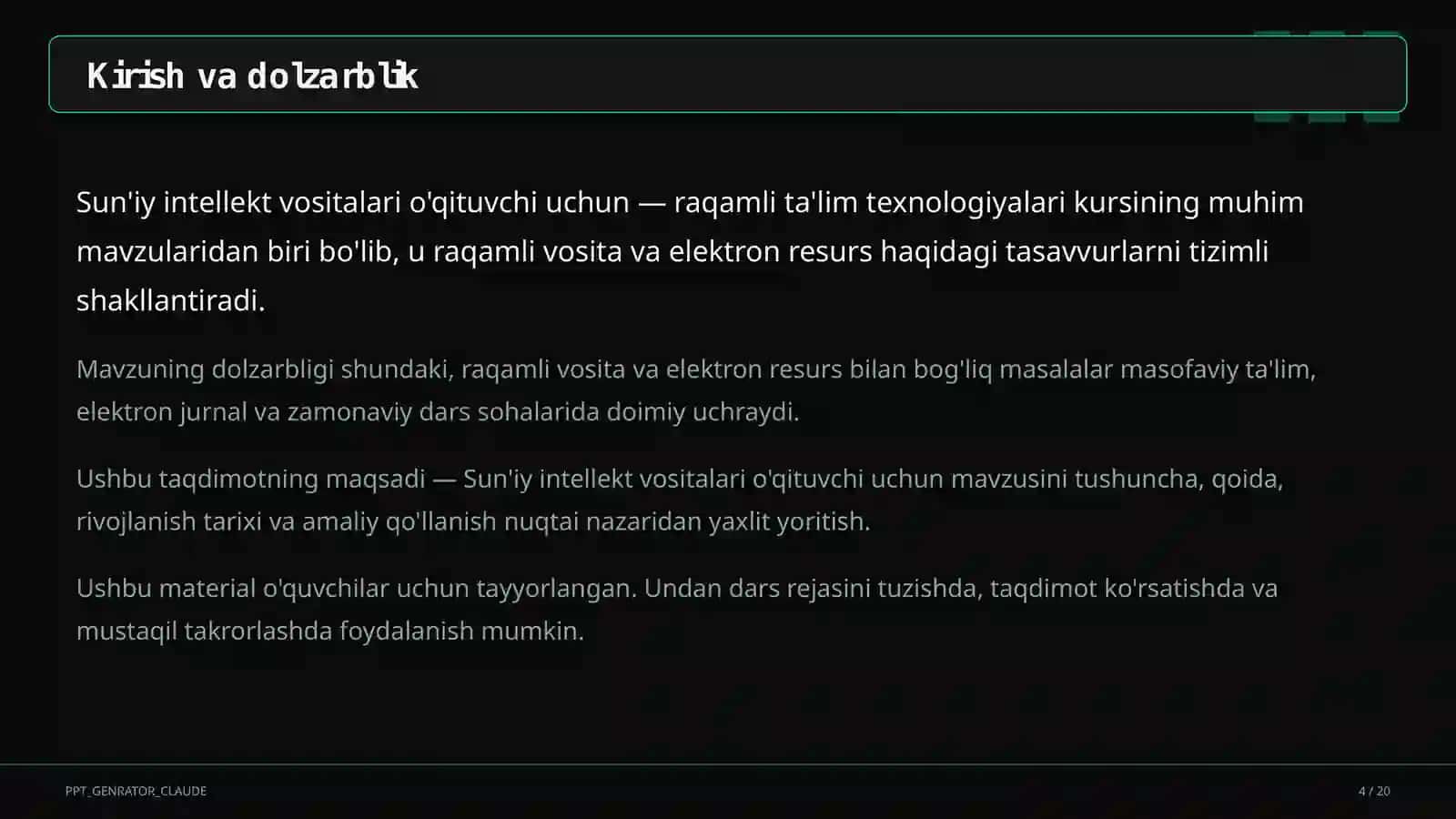Sun'iy intellekt vositalari o'qituvchi uchun 4