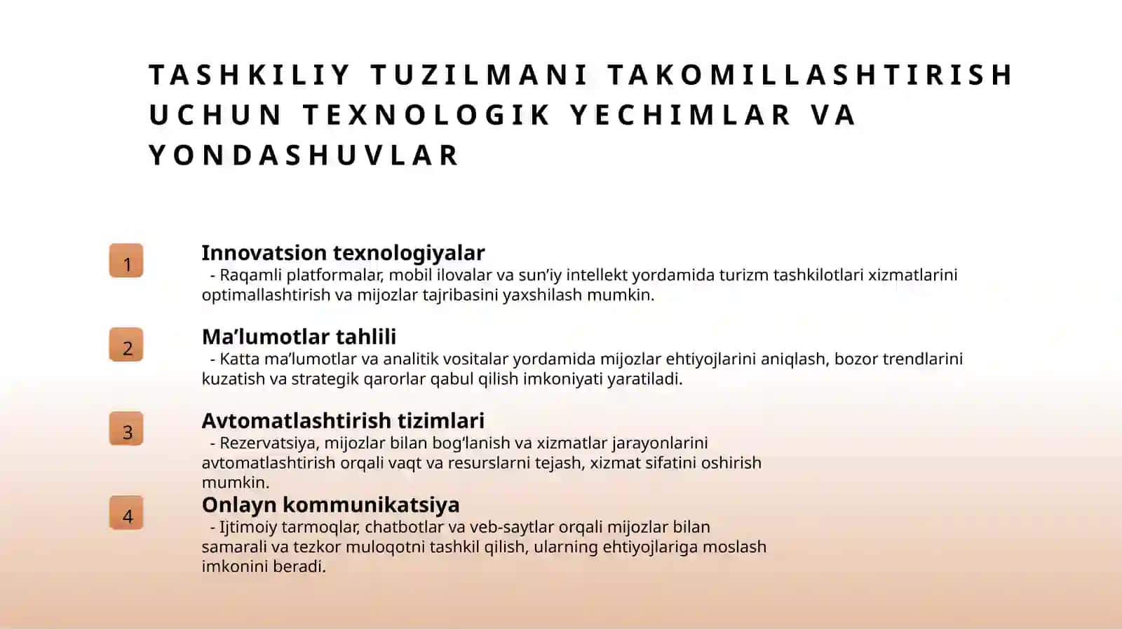 Tashkiliy strategiyalarni his qilish (Turizm) 4