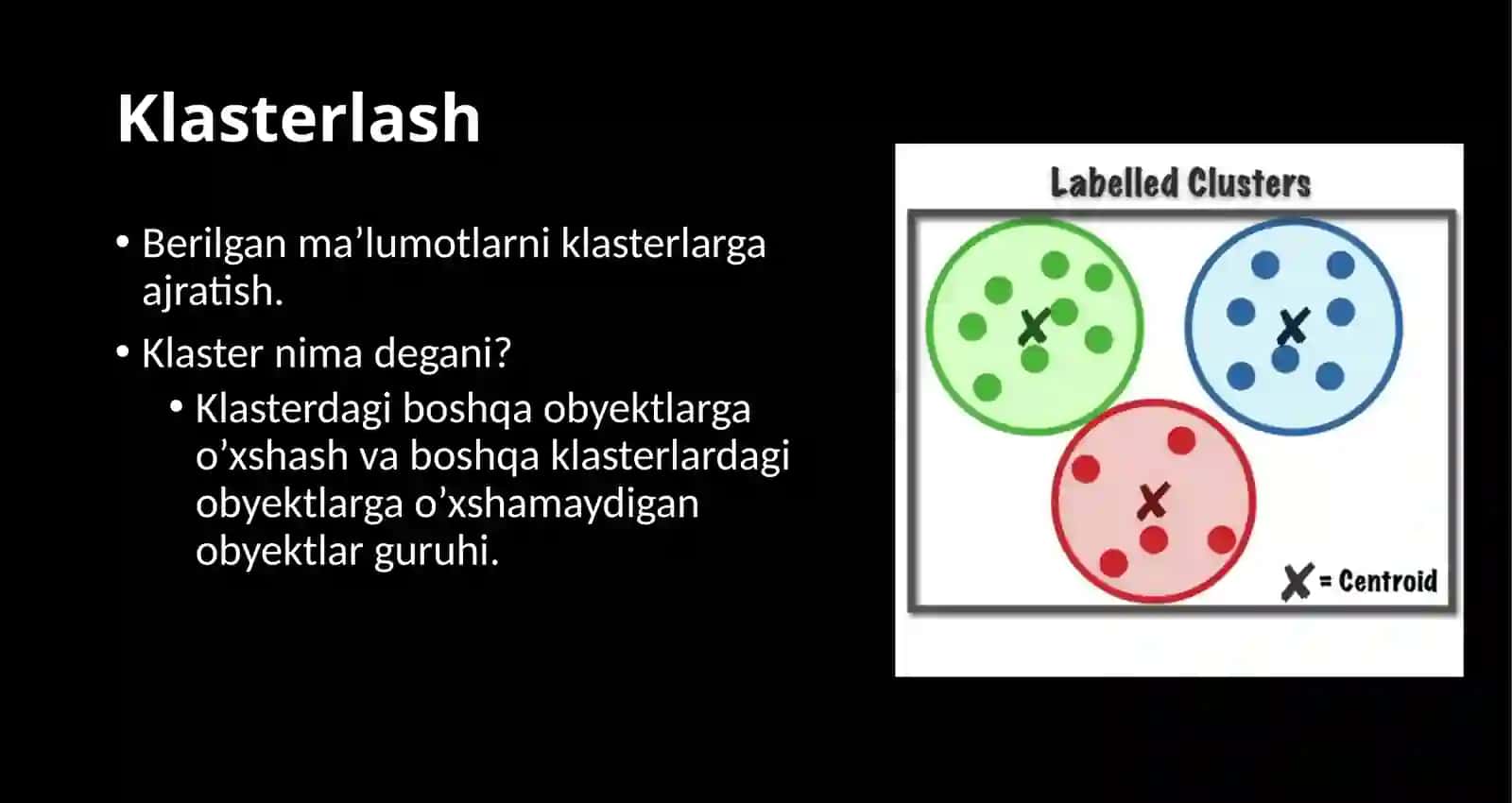Unsupervised Learning Klasterlash (clustering) 4