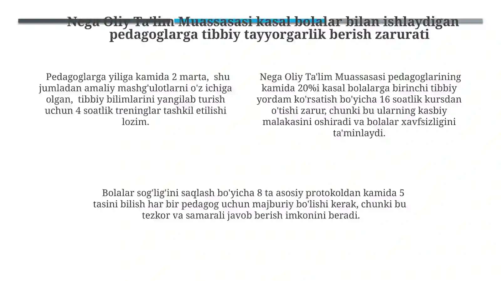 Nega Oliy Ta'lim Muassasasi Sog'lomligi Yomon Bolalar Bilаn Ishlaydigan Pedagoglar Uchun Tibbiy Tayyorgarlik 4