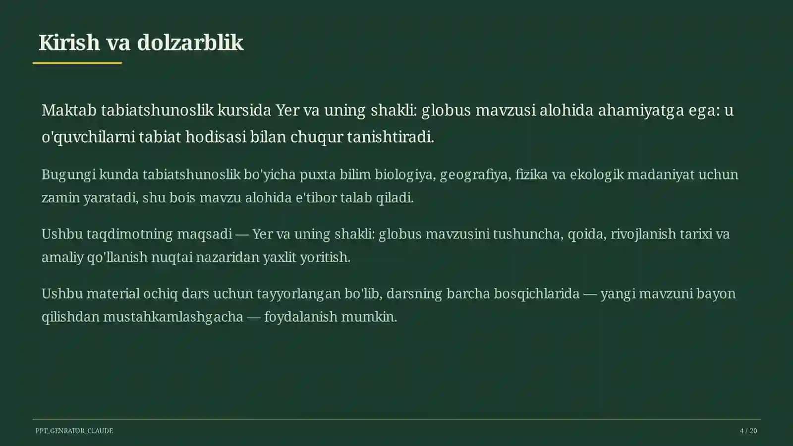 Yer va uning shakli: globus (3-sinf) 4
