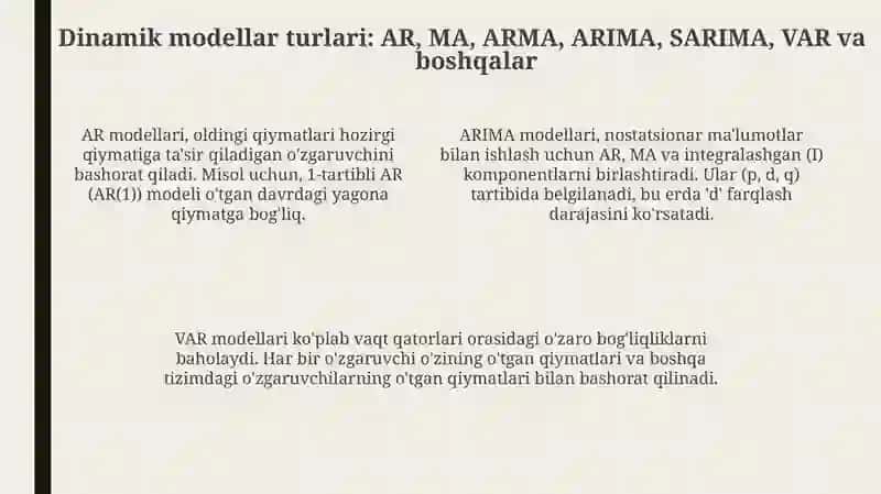Dinamik ekonometrik modellardan foydalanish 4