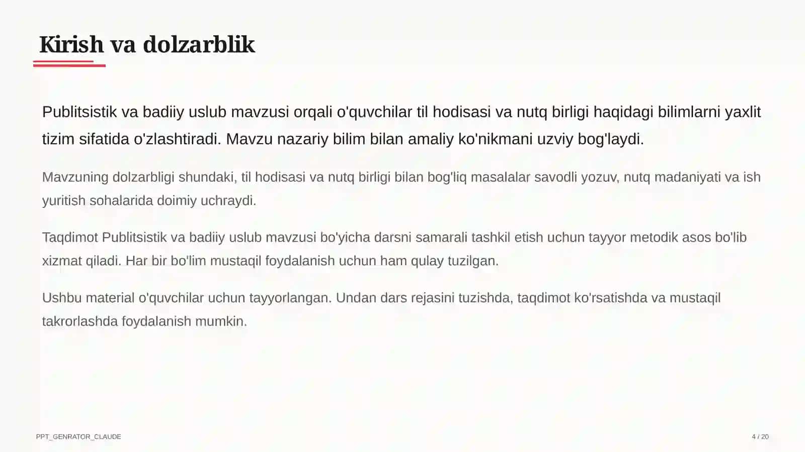 Publitsistik va badiiy uslub (10-sinf) 4