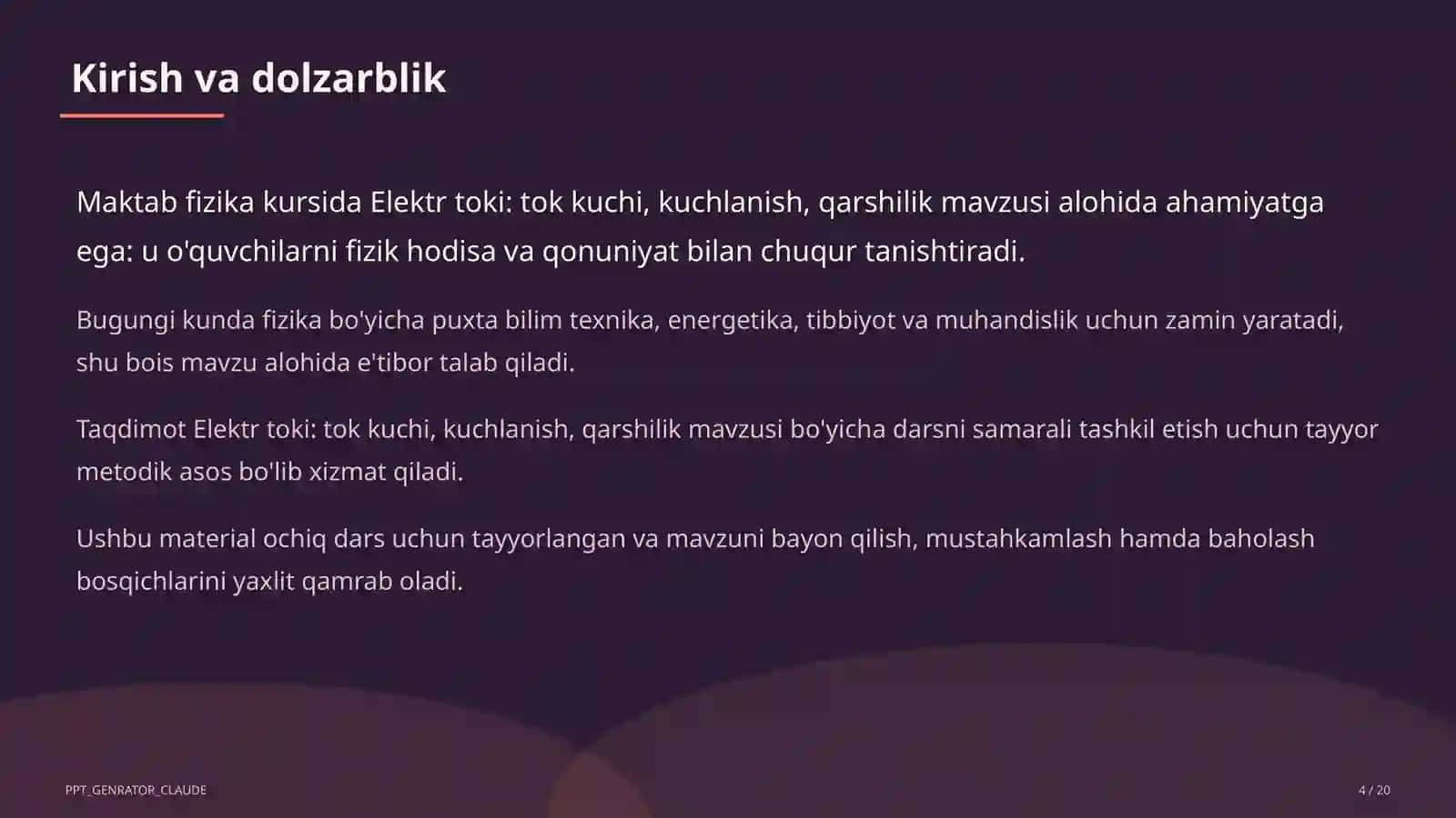 Fizika (6-11) - ochiq dars uchun 4
