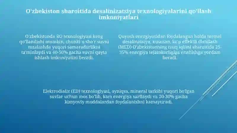 O'zbekiston sharoitida har suvni chuchuklashtirish gʻoyasi 4