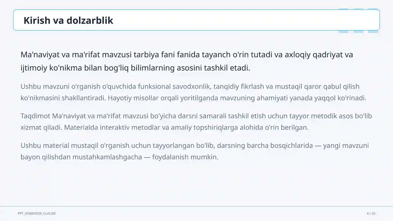 Ma'naviyat va ma'rifat (10-sinf) 4