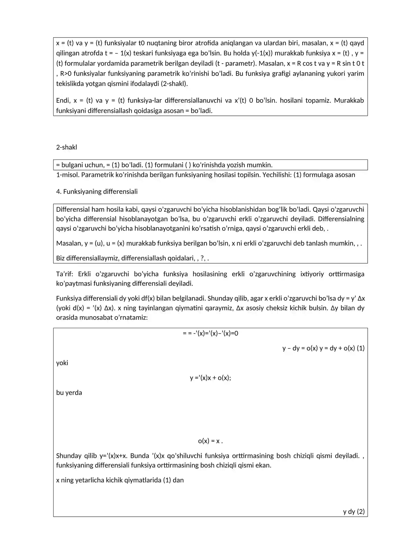 Funksiyaning differensiallanuvchanligi va uzluksizligi orasidagi bog’lanish 4