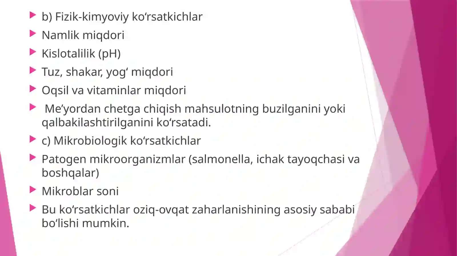 Ovqat mahsulotlarining sifatini gigiyenik baholash.Oziq-ovqat xavfsizligi.Ovqatdan zaharlanishlar va 4