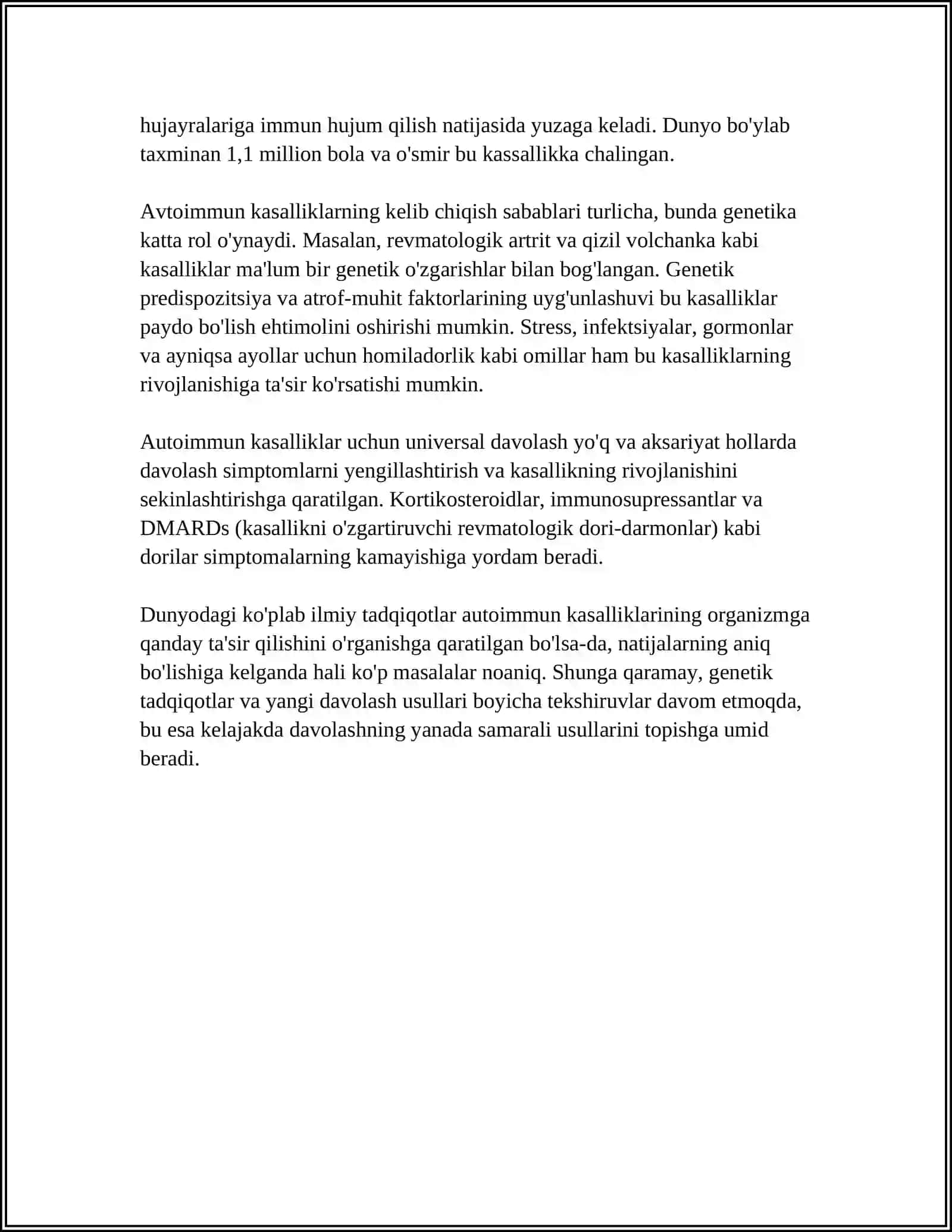 IMMUNOLOGIK TOLERANTLIK NUQSONLARI. AUTOIMMUM XASTALIKLAR 4
