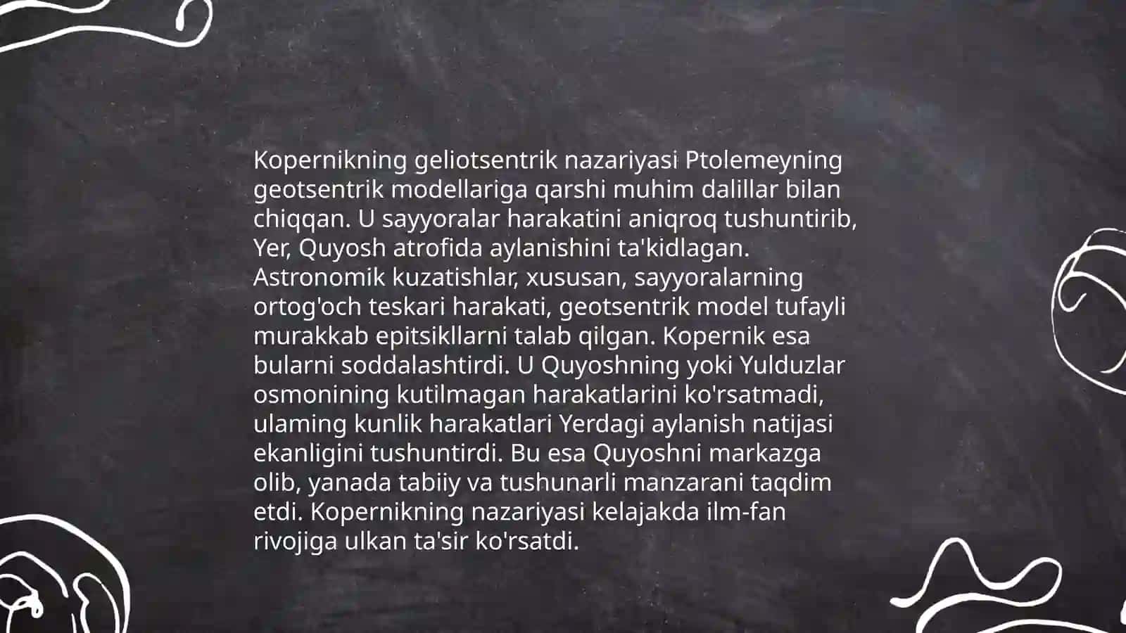 Kopernik va uning geliotsentrik ta'limoti. Bruno, Galiley, Kepler va Nyutonning kosmologik qarashlari va qonunlari 4
