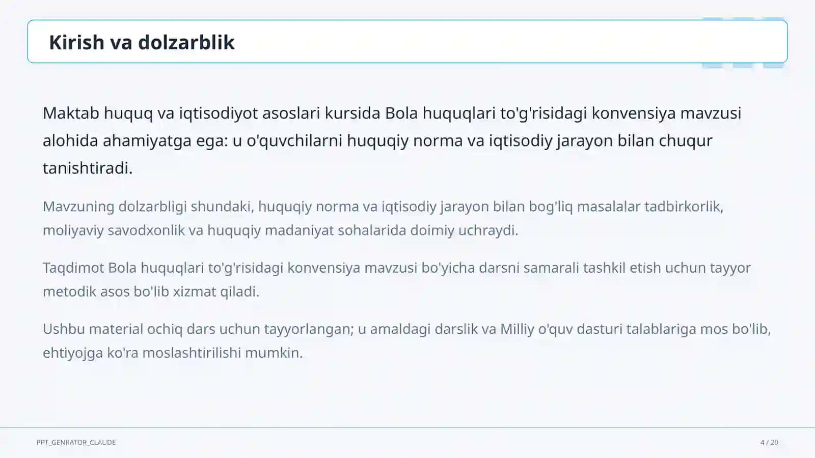 Bola huquqlari to'g'risidagi konvensiya (9-sinf) 4